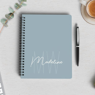 Modern minimal Monogram Dusty Blue Anteckningsbok