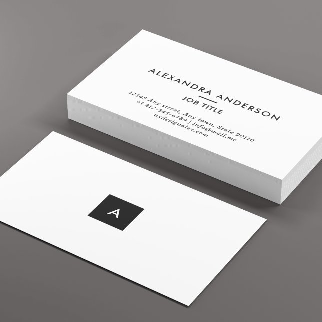 Modern minimal monogram enkel Professionell Visitkort (Modern Minimal Monogram Simple Professional Business Card)