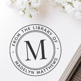 Modern minimal monogram från bibliotek av bok självfärgande stämpel