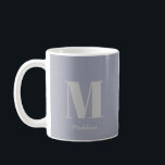 Modern Minimal monogram Initial Grått Namn Kaffemugg<br><div class="desc">Modern minimal monogram första Grått Namn-kaffe Mugg</div>