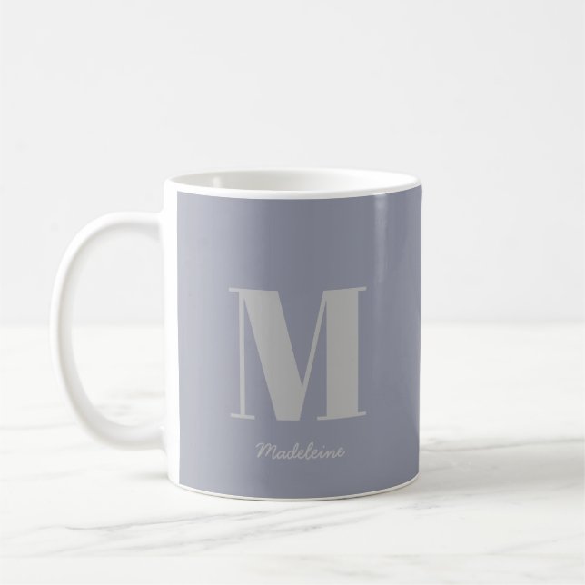 Modern Minimal monogram Initial Grått Namn Kaffemugg (Vänster)