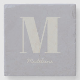 Modern Minimal monogram Initial Grått Namn Stenunderlägg