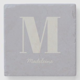 Modern Minimal monogram Initial Grått Namn Stenunderlägg