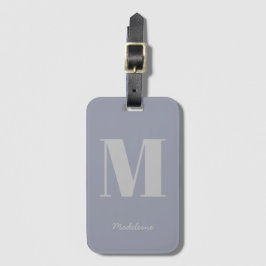 Modern minimal monogram initial Lila Grått Namn Bagagebricka