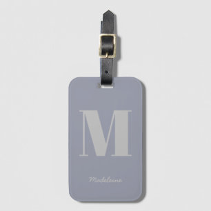 Modern minimal monogram initial Lila Grått Namn Bagagebricka