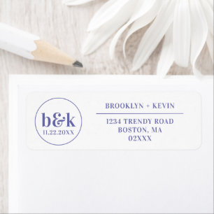 Modern Minimal Monogram Initialer Bröllop Returadress Etikett