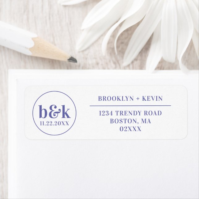 Modern Minimal Monogram Initialer Bröllop Returadress Etikett (Insitu)