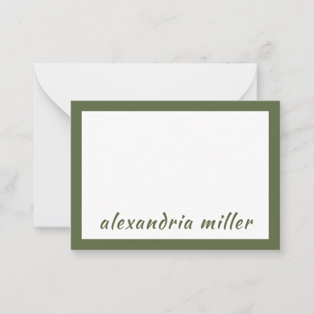 Modern minimal monogram Namn Olive Anteckningskort (Framsida)