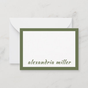 Modern minimal monogram Namn Olive Anteckningskort