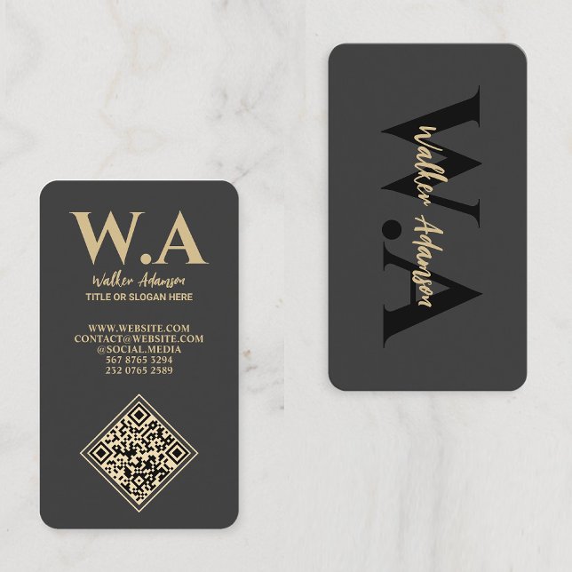 Modern Minimal Monogram | Professionell Marknadsfö Visitkort (Luxury black and gold business cards)