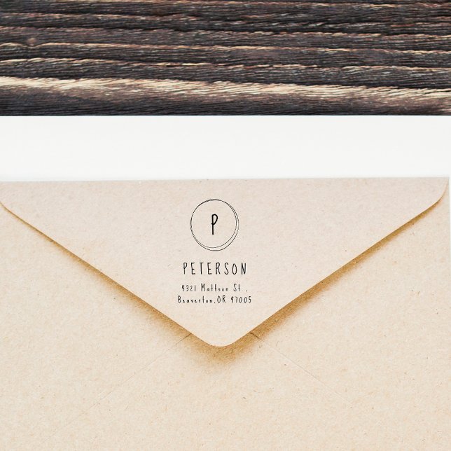 Modern minimal Monogram-returadress Stämpel (Skapare uppladdad)