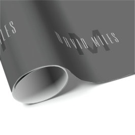 Modern Minimal Monogramdesign Redigerbar Mörkgrå Presentpapper