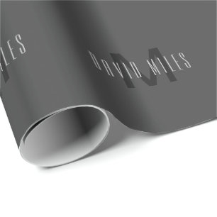 Modern Minimal Monogramdesign Redigerbar Mörkgrå Presentpapper