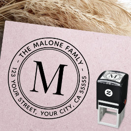 Modern minimal monogramreturadress självfärgande stämpel