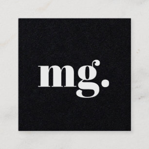 Modern minimal monogramtypografi svart fyrkantigt visitkort