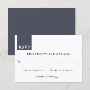 Modern minimal Mörk blått Monogram Elegant bröllop OSA Kort