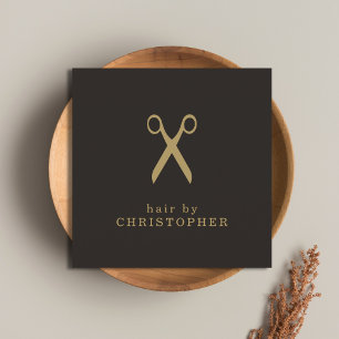 Modern Minimal Mörk Falsk Guld Hårstylist Fyrkantigt Visitkort