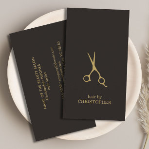 Modern Minimal Mörk Faux Guld Hair Stylist Visitkort