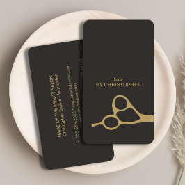 Modern Minimal Mörk Faux Guld Hair Stylist Visitkort