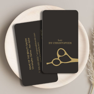 Modern Minimal Mörk Faux Guld Hair Stylist Visitkort