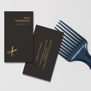 Modern Minimal Mörk Faux Guld Hair Stylist Visitkort