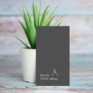 Modern minimal Mörk Grått Faux Silver Hairstylist Visitkort