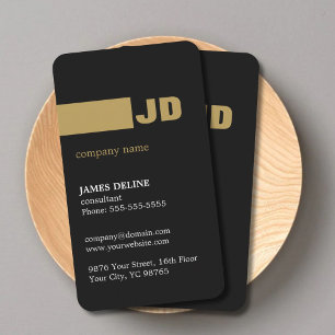 Modern minimal Mörk Grått Guld Monogram Consultant Visitkort