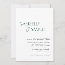 Modern minimal Mörk grönt inbjudan till Bröllop