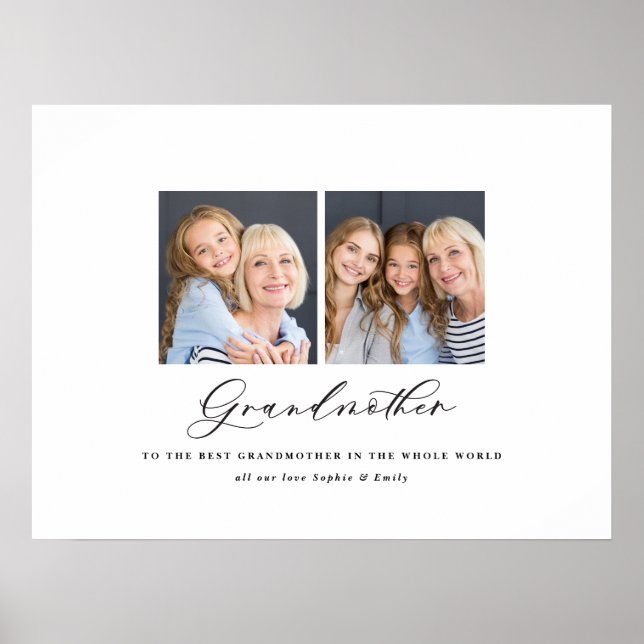 Modern minimal mormor med flera fotoskript poster (Framsidan)