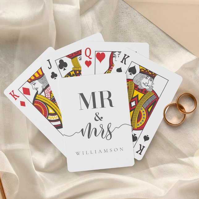 Modern Minimal Mr & TypoGraph Black/White Casinokort (Modern Minimal Mr & Mrs Typographic Black/White Playing Cards)