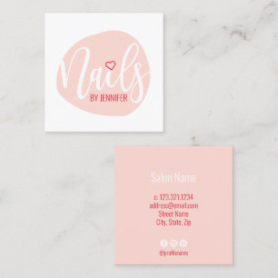 Modern minimal nagel av  rosa fyrkantigt visitkort