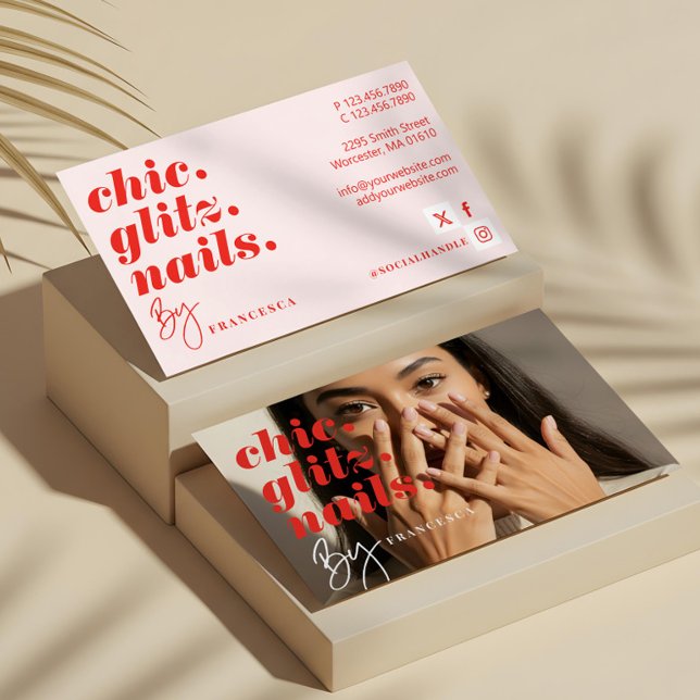 Modern Minimal Nail Salon Affärs Foto Bild Visitkort (Modern Minimal Nail Salon Business Photo Photo Business Card)