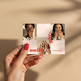 Modern minimal Nail Salon Business Photo Collage Visitkort