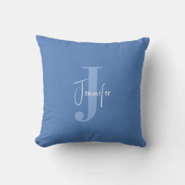 Modern Minimal Namn - första Monogram Dusty Blue Kudde