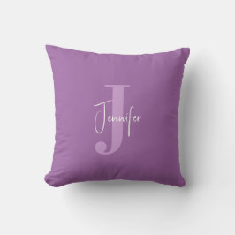 Modern Minimal Namn - inledande monogram lavender Kudde
