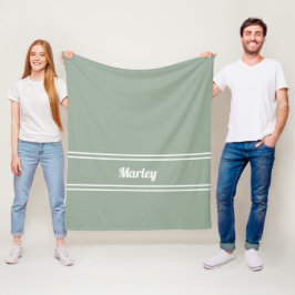 Modern Minimal Namnskylt i Sagemönster Grön Färg Fleecefilt