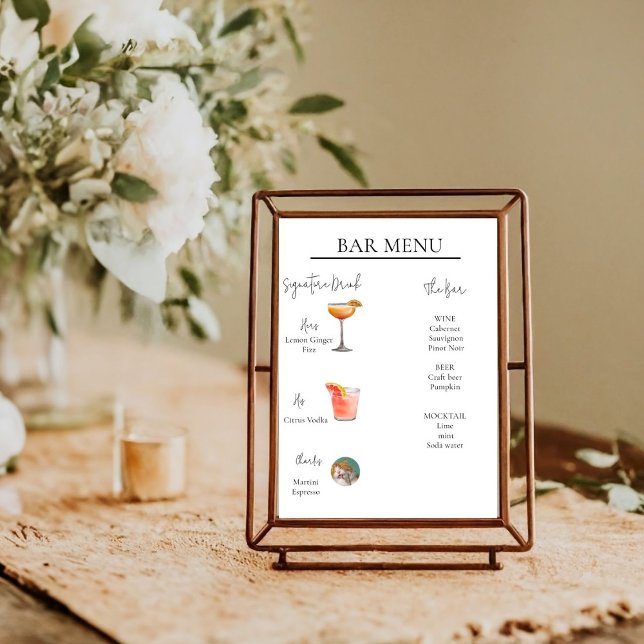 Modern minimal Namnteckning Drink Cocktail Pub-tec Poster (Skapare uppladdad)