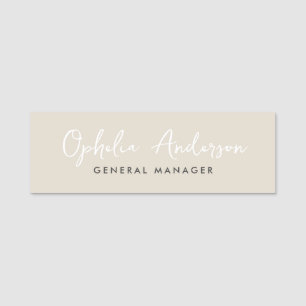 Modern minimal naturlig skriptboho QRcode Namnbricka