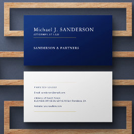 Modern minimal navy blue attorney at law visitkort