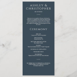 Modern minimal Navy Blue Bröllop Ceremony Program