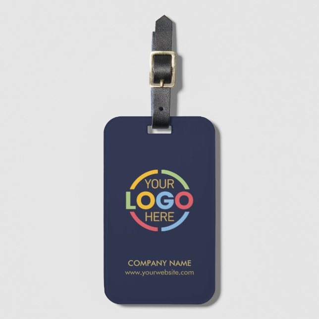 Modern Minimal Navy Blue Business Logo Employee Bagagebricka (Framsida vertikal)