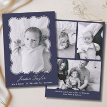 Modern minimal Navy Blue Newborn Baby Birth