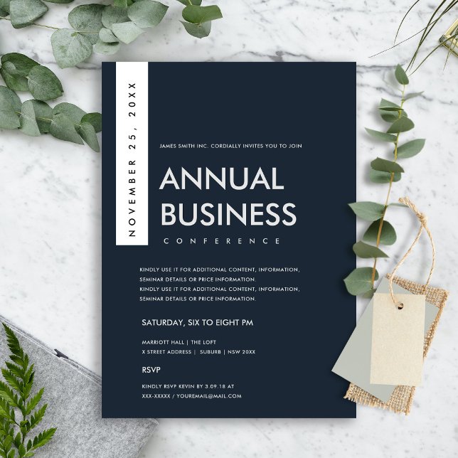 MODERN MINIMAL NAVY VIT KONFERENS EVENT INBJUDNINGAR (Skapare uppladdad)