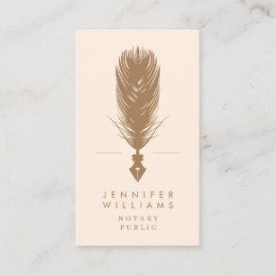 Modern minimal notarius publicus Quill Feather R Visitkort