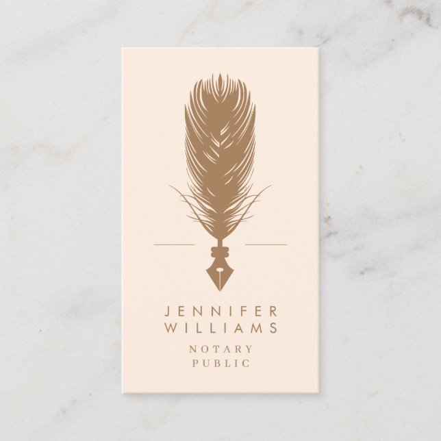 Modern minimal notarius publicus Quill Feather | R Visitkort (Framsida)