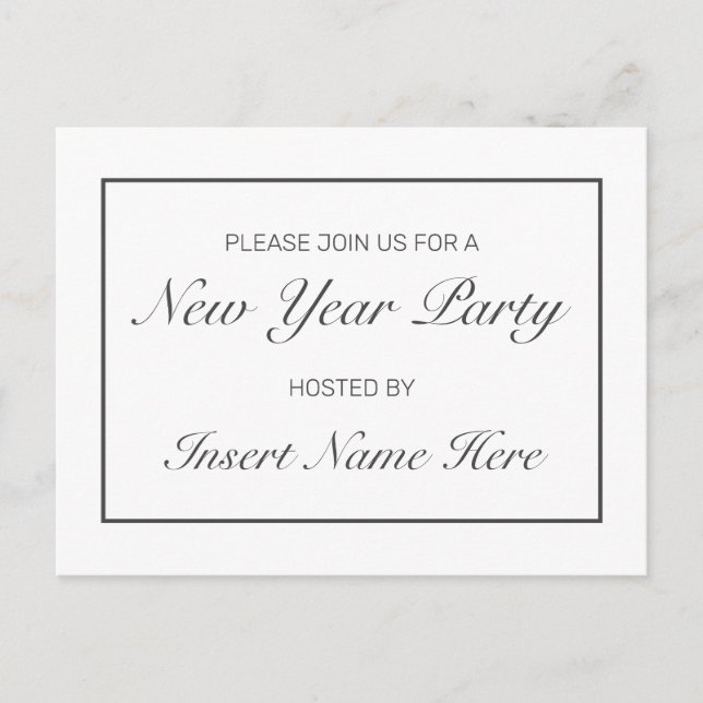 Modern Minimal Nyårspartaj Invitationskort Postkor Meddelande Vykort (Framsida)