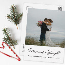 Modern Minimal Nygift Foto Vykort