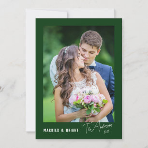 Modern Minimal Nygift & Ljust Nyligen Gift Julkort
