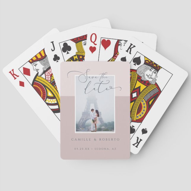 Modern, minimal och Elegant Rosa två tonfoto Casinokort (Baksidan)