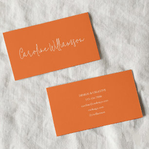 Modern minimal Orange för skript Namn är unik Visitkort